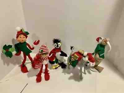 Annalee Dolls - Lot of 5 (elves penguin donkey walrus)
