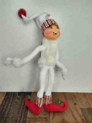 Annalee Dolls 14 inch White Candystripe Elf Christmas Figure New with Tags