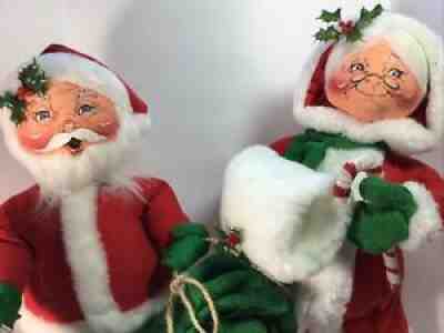 VTG ANNALEE SANTA AND MRS CLAUS 18 & 19 INCH FROM 1994 BOTH HAVE ORIG TAGS
