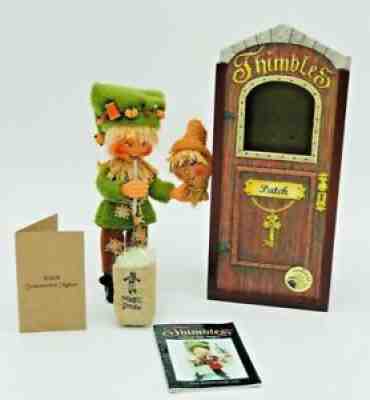 Annalee Halloween Harvest 6" Thimble Doll PATCH Scarecrow Maker in Wood Box 2002