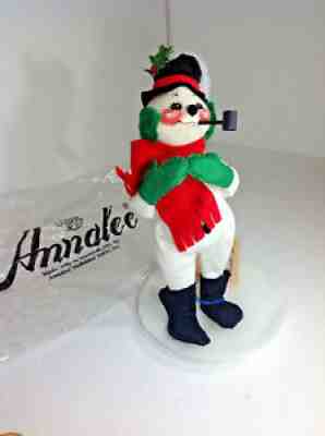 ANNALEE Doll 9" Snowman with Pipe 1991 -#7505 WITH BAG AND TAG VINTAGE