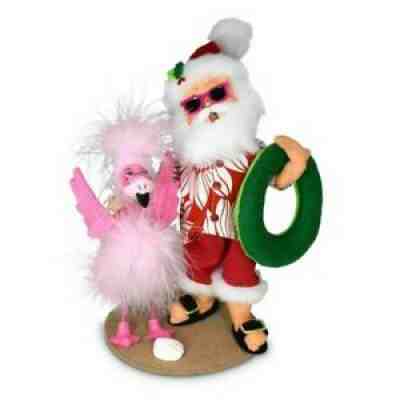 ANNALEE CHRISTMAS SUNNY SANTA & FLAMINGO BEACH BOUND BRAND NEW