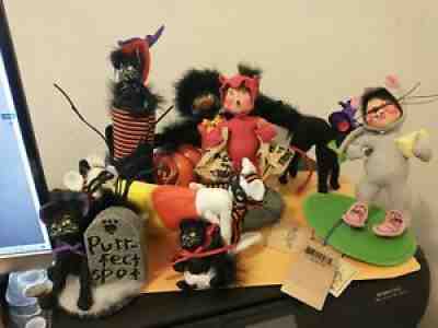 LOT OF 8 ANNA LEE HALLOWEEN FIGURES CAT WITCH 1 PRICE