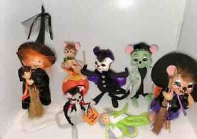 Annalee Dolls Lot Of 7. Mouse And Witches. RARE and HARD to FIND. Read DESCRIPTI
