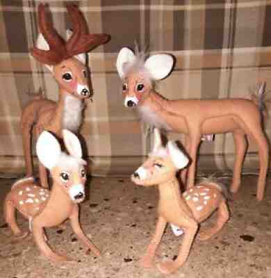 Lot of 4 Annalee Reindeer Deer Christmas Figure Holiday Doll 91 96 Poseable