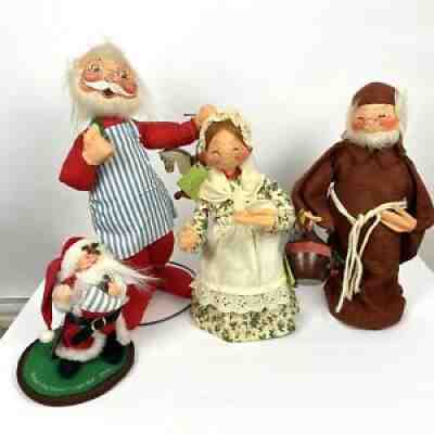 Vintage Annalee Lot Christmas Monk, Mrs. Claus, Santa, And Logo Kid