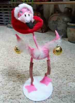 Annalee 2013 17" Christmas Flamingo Holding Bulbs w/ Mfr. Tag