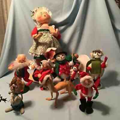 LOT CHRISTMAS ANNALEE DOLLS MRS CLAUSE SANTA SNOWMEN REINDEER MOUSE