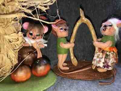Annalee Lot Thanksgiving Pilgrim Mouse Doll 8â? 4â? Wishbone Pair