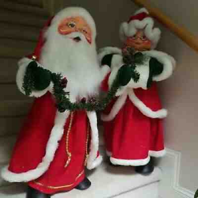 Pair Large 34 Inch Anna Lee Mr. And Mrs. Claus Christmas Figures Dolls