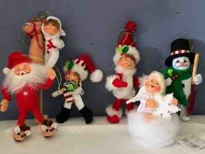 Annalee Lot of 6 Elf Santa Snowman Christmas Ornaments NEVER USED