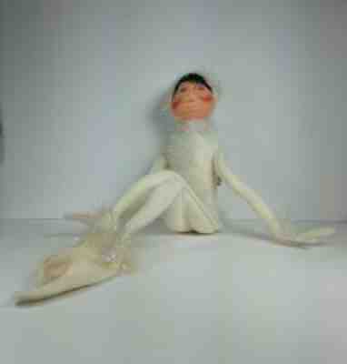 25" Vintage Annalee Felt Doll Elf Cream and Tinsel Christmas w/tags Posable