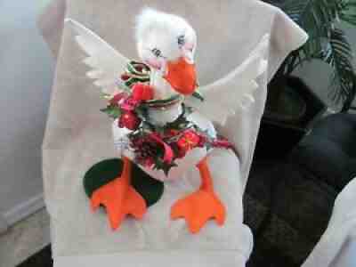 Annalee Christmas Snow Goose. She is 24" high, and stands on a green felt base.Â 