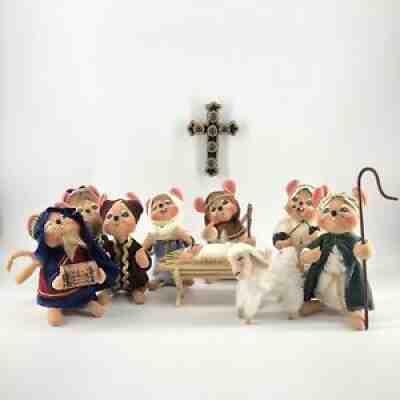 Annalee Mobiltee Figural Mouse Felt Doll Nativity Scene Set Christmas 2005 2006