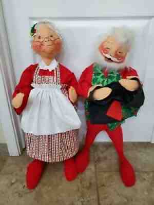 Vintage 1990 Annalee Santa & Mrs Claus LARGE 30" Christmas Dolls