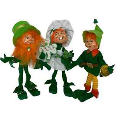 Annalee Dolls Lot of 3 Elf Leprechaun Lucky Irish St. Patrick's Poseable 8 in
