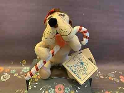 Annalee Waldo's First Christmas Brown Hound Dog Puppy w/Candy Cane 1999 NWT