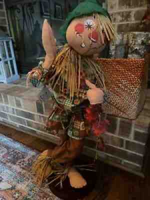 Annalee 30" Scarecrow with Vegetable Print with stand and tag