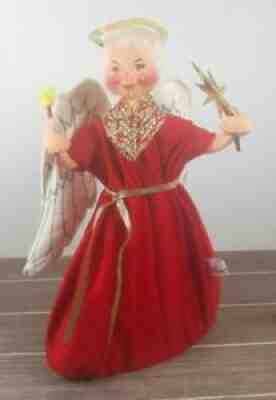 10" Red Tree Top Angel Annalee Doll, 1995 Signed by Chuck Thorndike '95
