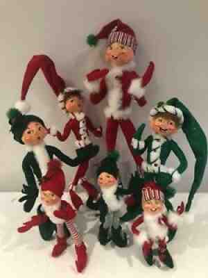 ANNALEE LOT OF ELVES 21"-8" 2004-2008 TOTAL OF X7 ELF