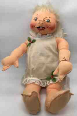1990 Annalee Doll Christmas Angel Large 30" HTF Open Mouth Teeth Blonde *READ*