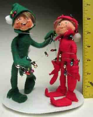 Annalee New 2021 Christmas Mobility Doll 5â? Tied Up Elves with Christmas Lights