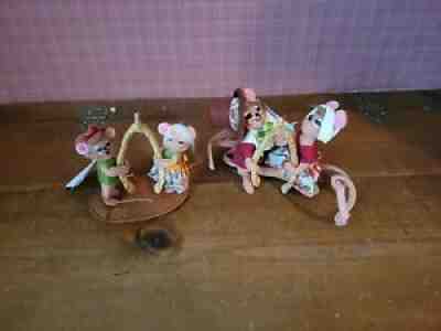 Pair of Cute Annalee Harvest Thanksgiving Turkey Wishbone Fall Mice w/ orig tag