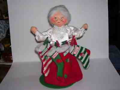 Vintage 2003 Annalee Mrs Santa Claus Stockings Doll Figure 13"