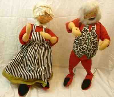 Annalee Dolls 30" Pair (2) Mr Mrs Santa 1966-68 Christmas w/Spurs AL180