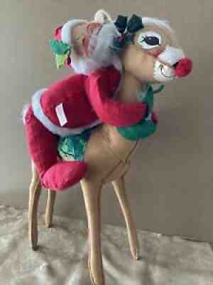 Large 19â? Anna Lee Santa Claus Riding Rudolph the Red-nosed reindeer