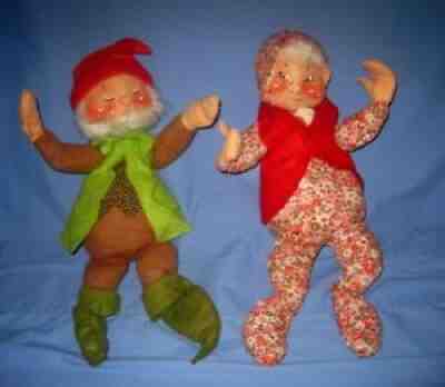 Lot 2 Large 20" Annalee Christmas Gnome/Pixie Elf Boy W/Beard & Girl Bendable!