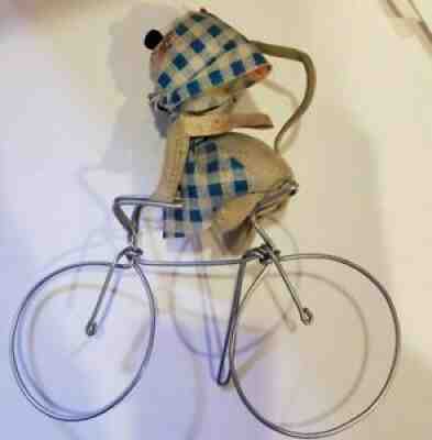 Vintage ANNALEE DOLL Springtime Mouse in Bike Bicycle 9" Tall New Hampshire
