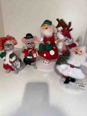 Annalee Silver Sparkle Gnomes, Reindeer And Mice