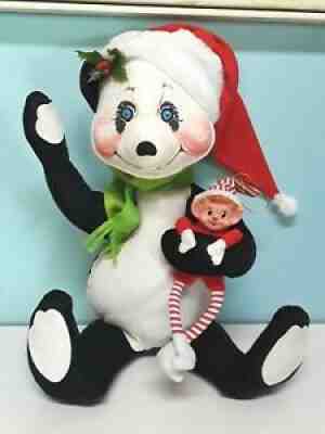 Vintage 1983 Annalee extra LARGE 24" SANTA PANDA Bear Christmas w/ elf pixie