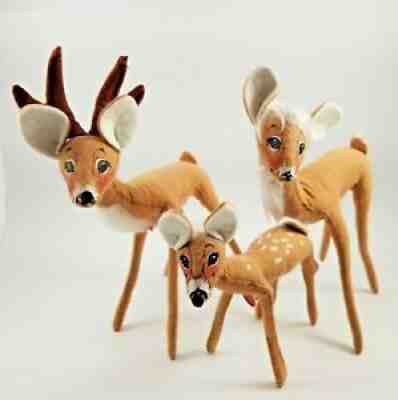 Annalee Reindeer Family Christmas Figurines 95" Lot of 3