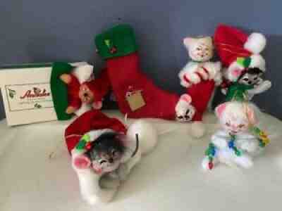Annalee Lot of 6 Cat & Mouse Christmas Ornaments NEVER USED