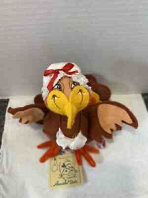 ANNALEE 1994 8" FALL THANKSGIVING GIRL TURKEY Original Tag # 3163, CUTE!