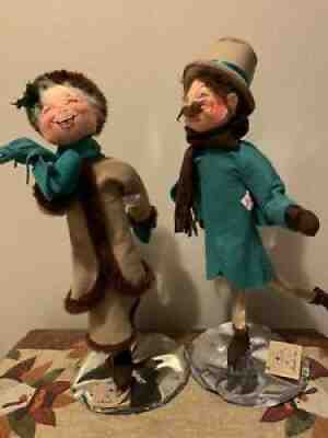 Annalee Dolls 18" Man & Woman Couple Skaters 1993 Winter Christmas