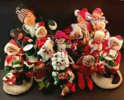 Lot of 17 Annalee Dolls Mostly Christmas Santa Elf Mice Holiday 1971-2008