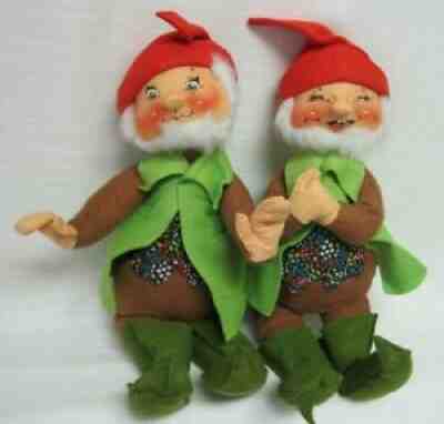 1979 ANNALEE Mobilitee Bearded Christmas Elf Dolls, Hand-painted face MEDIUM 18"