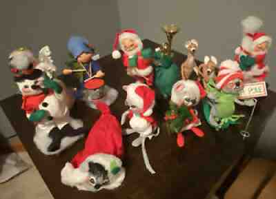 Annalee Mobilitee Dolls Christmas Snowman Deer Mouse Angel Drummer Vintage Lot