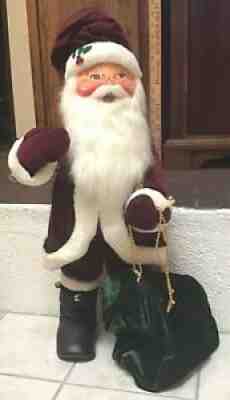 AnnaLee Mobilitee Doll Vintage Christmas Jinglebell Santa In Burgundy RARE!
