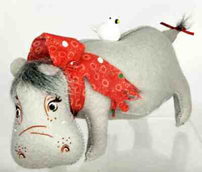 Annalee Doll 2011 8" Christmas Glitter Hippo Hippopotamus w/White Dove Rare!
