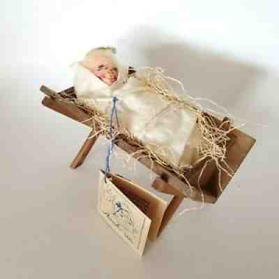 1993 Annalee Toy Doll 7" Nativity Baby Jesus in Crib Manger 7175 Christmas