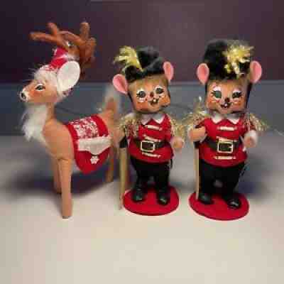 Annalee 2 Toy Soldier Mouse 2009 And 1 Holy Deer Snowflakes Red