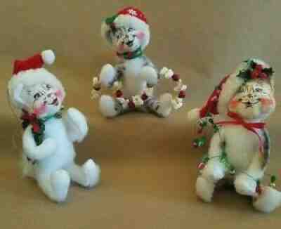 3 Annalee Christmas Cat 4.5 inch Dolls 2004 - 2006