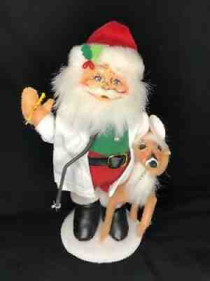 Annalee Doll DOCTOR SANTA w Reindeer Stethoscope White Coat 9" Poseable Figure