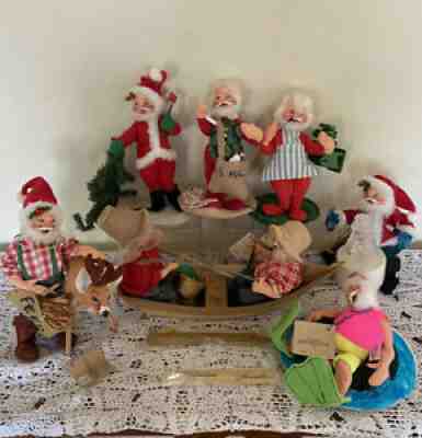 7 Annalee Doll Lot Santa Reindeer Mail Paint Gone Fishin Summertime Float Tags