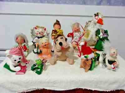 Lot of 11 ANNALEE Dolls Christmas ~ Angels Goose Dogs Frog Elf Cat