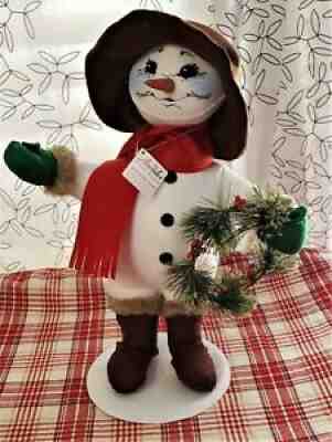 Annalee Christmas Rustic Pine Snowman With Wreath 15"